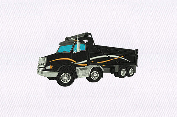 Black Freight Truck: A Bold Embroidery Design