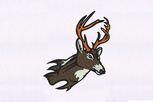 Horned Deer Head: A Versatile Embroidery Design