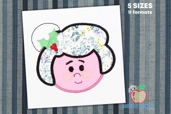 Mrs. Claus Head Applique: A Charming Holiday Embellishment