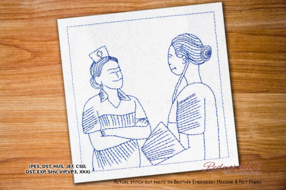 Nurse in Discussion Design: A Heartfelt Embroidery Choice