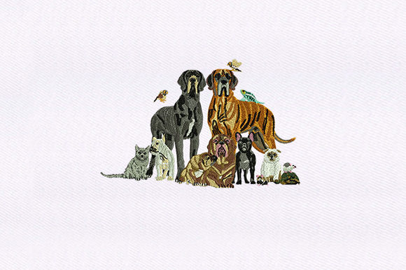 Pets with Cats Dogs: A Charming Embroidery Design