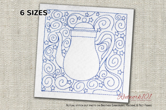 Teapot Design Bluework: A Charming Embroidery Asset